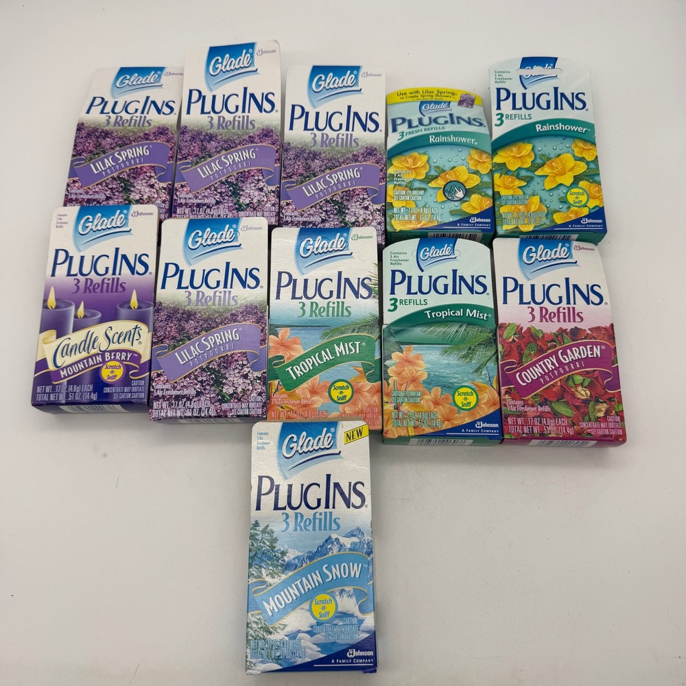 Glade PlugIns 27 Refills Lot Lilac Spring Mountain Berry Tropical Mist Vintage